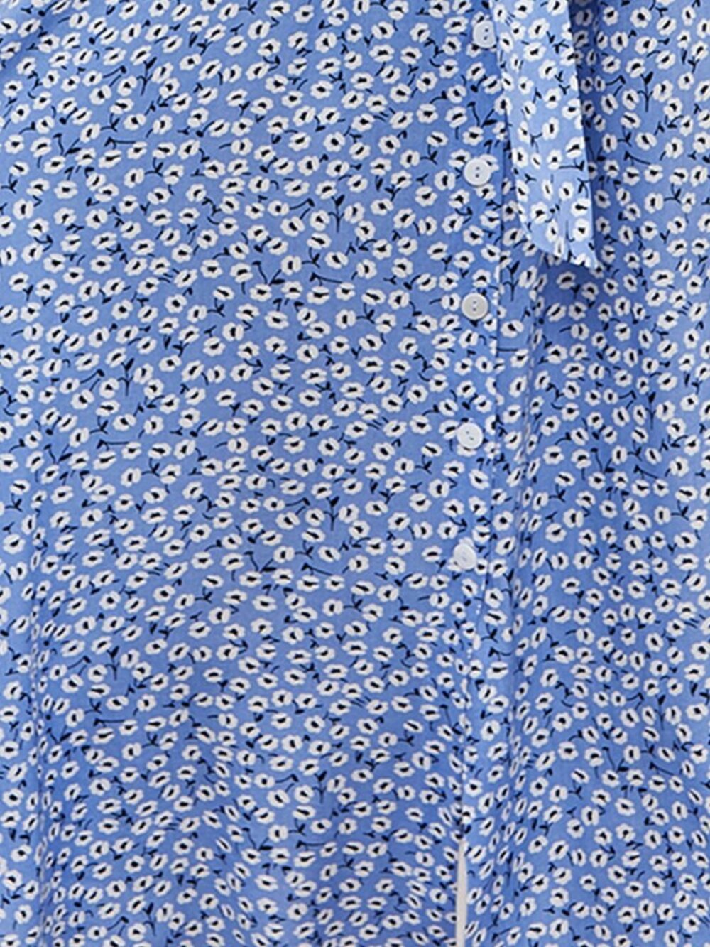 Baby Blue Casual Women's Ditsy Floral Print Batwing Sleeve Belted Shirt Dress - Picture 8 of 8